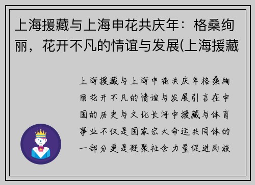 上海援藏与上海申花共庆年：格桑绚丽，花开不凡的情谊与发展(上海援藏领队)